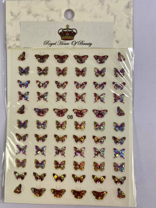 Holographic butterfly nail stickers