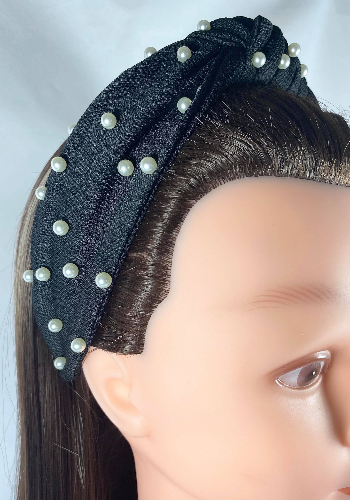 Black Pearl Knotted Headband with Pearls