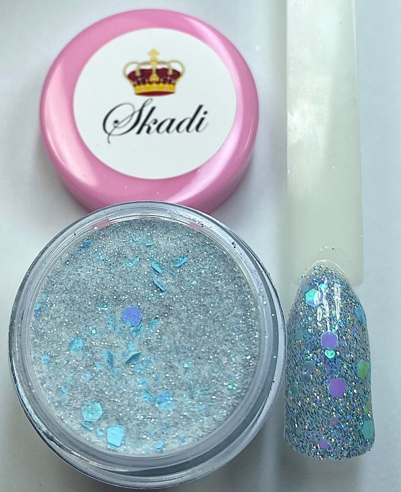 Blue glitter dip powder