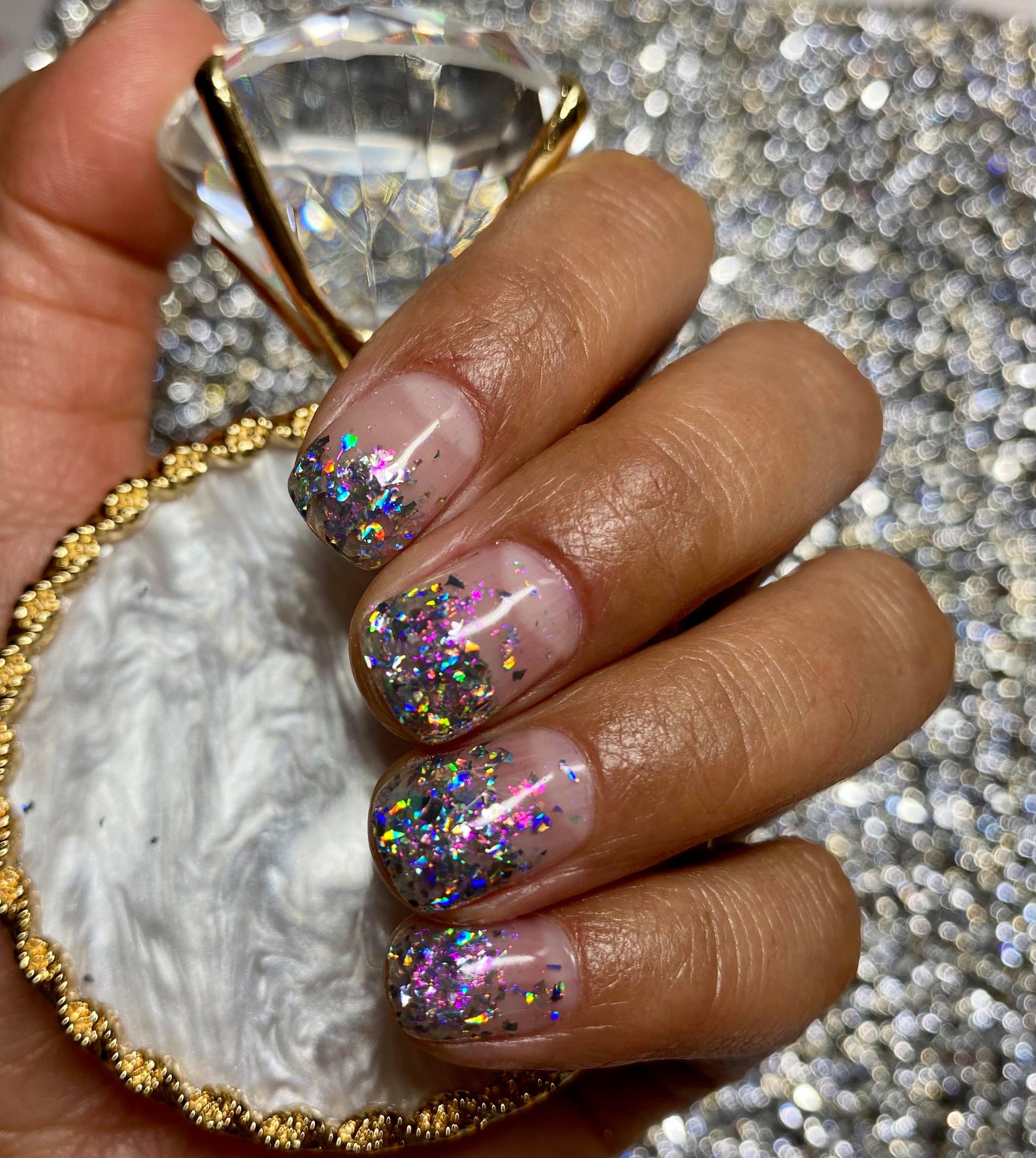 Pink Holographic Nail Flakes – Royal House Of Beauty