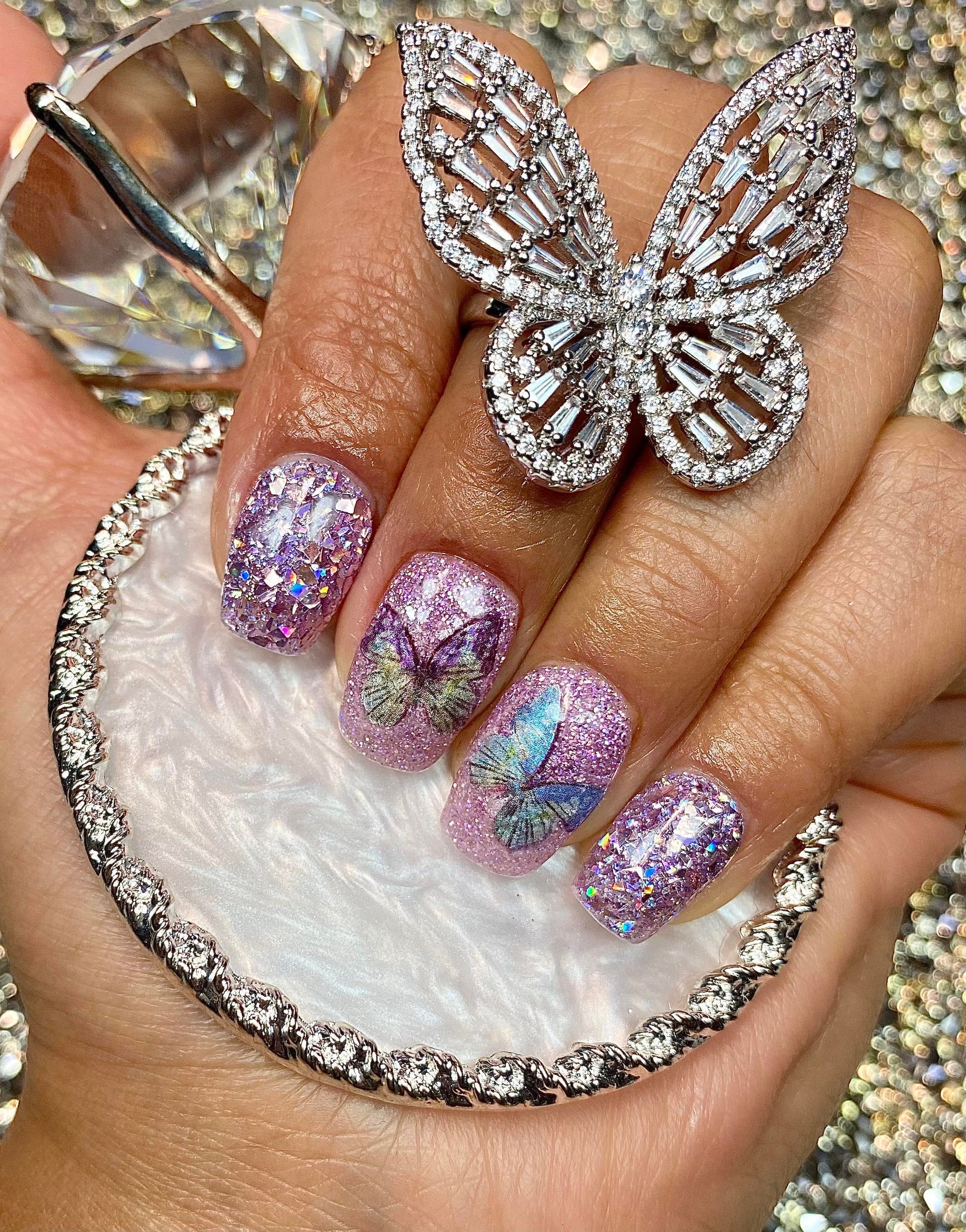 Purple Glitter Dip Powder