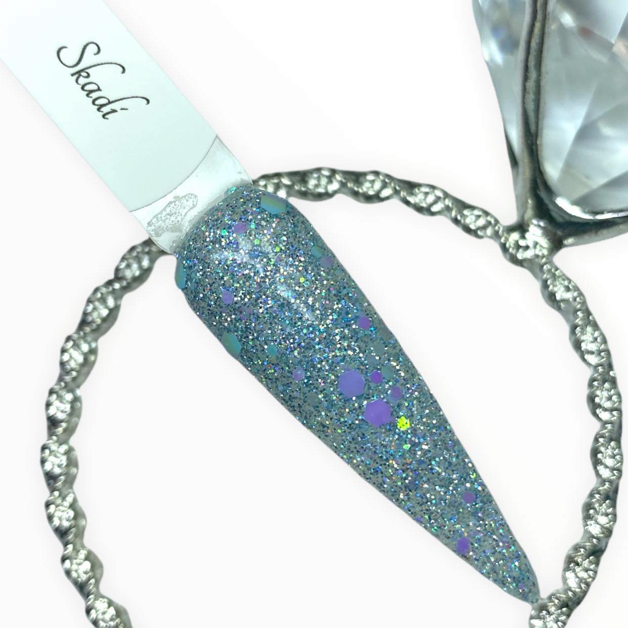 Blue glitter dip powder