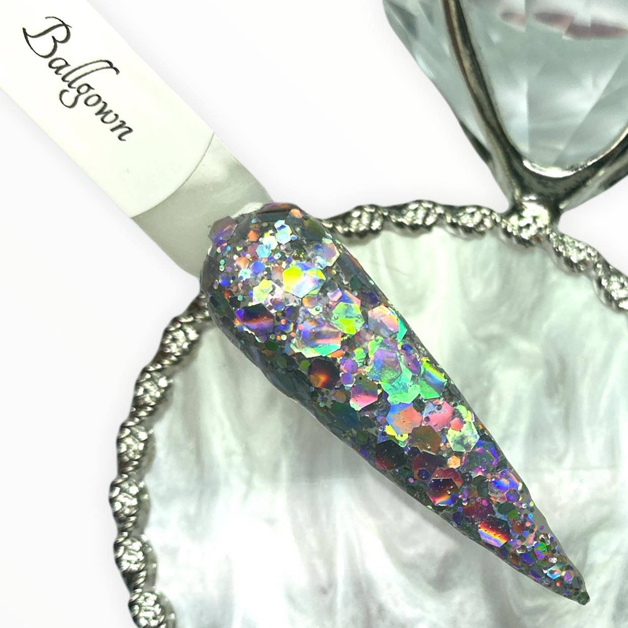 Holographic Silver Chunky Glitter Dip Powder