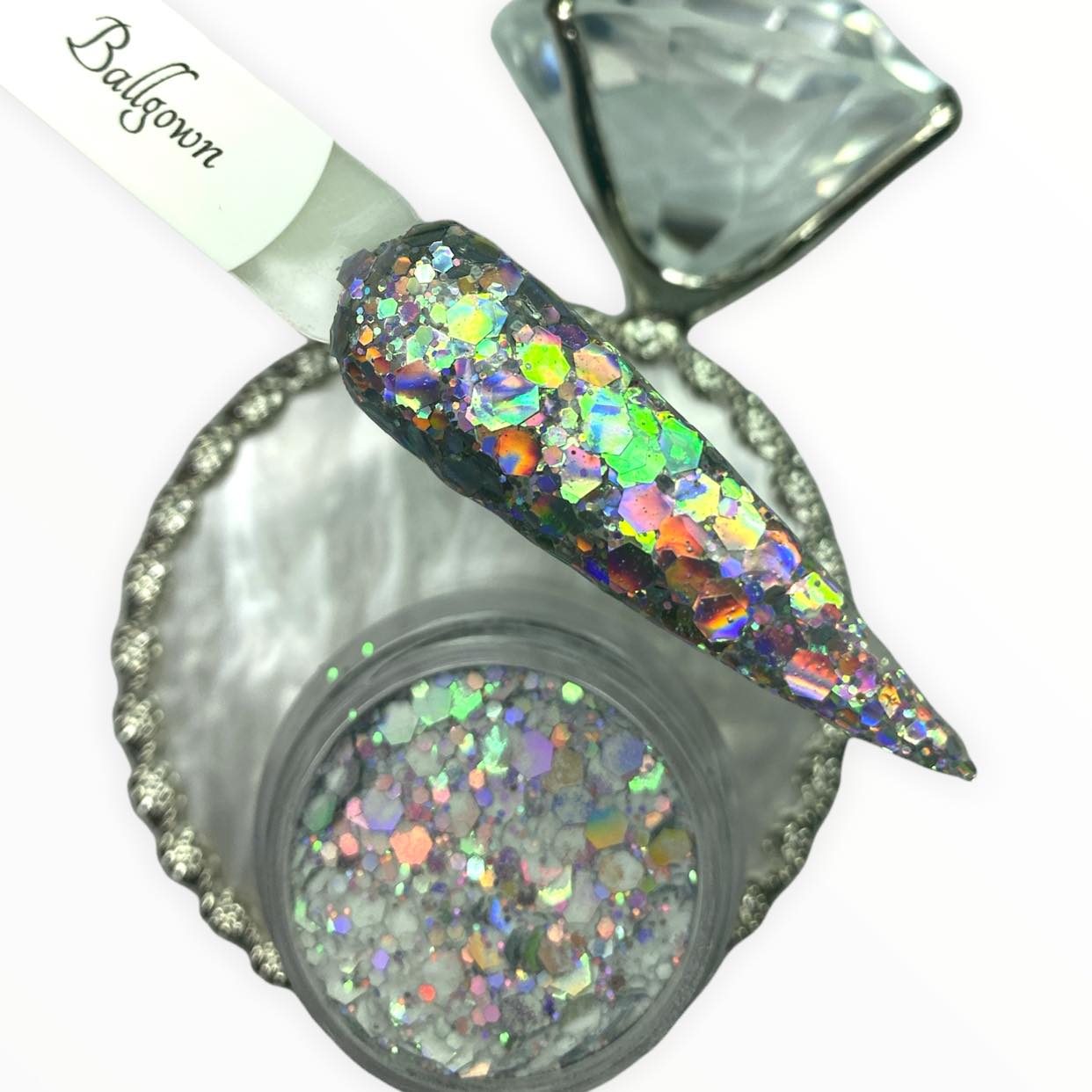 Holographic Silver Chunky Glitter Dip Powder