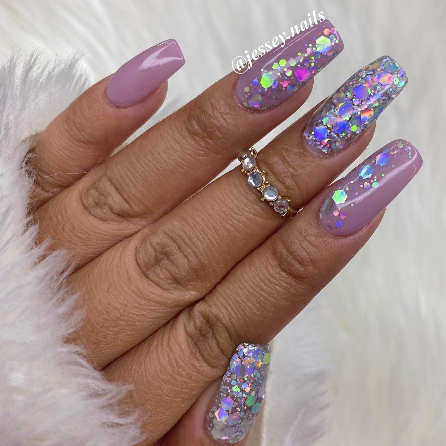 Holographic Silver Chunky Glitter Dip Powder