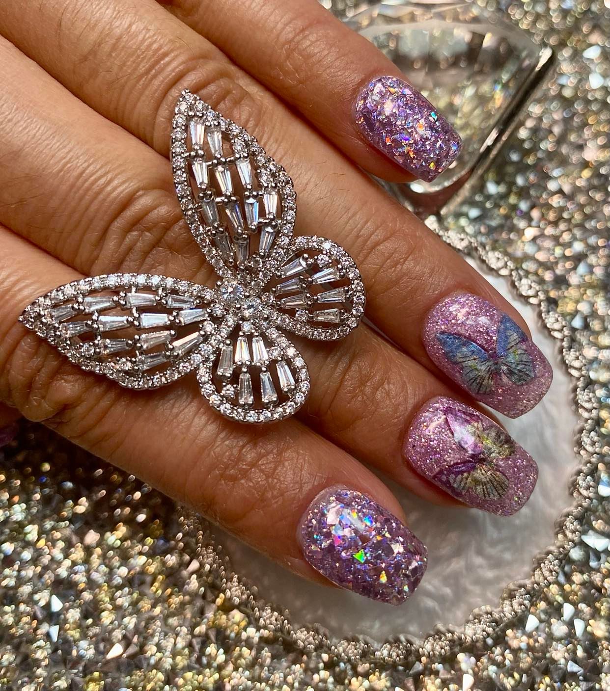 Holographic butterfly nail stickers