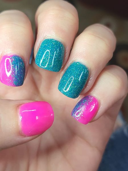 Glitter Teal Dip Powder