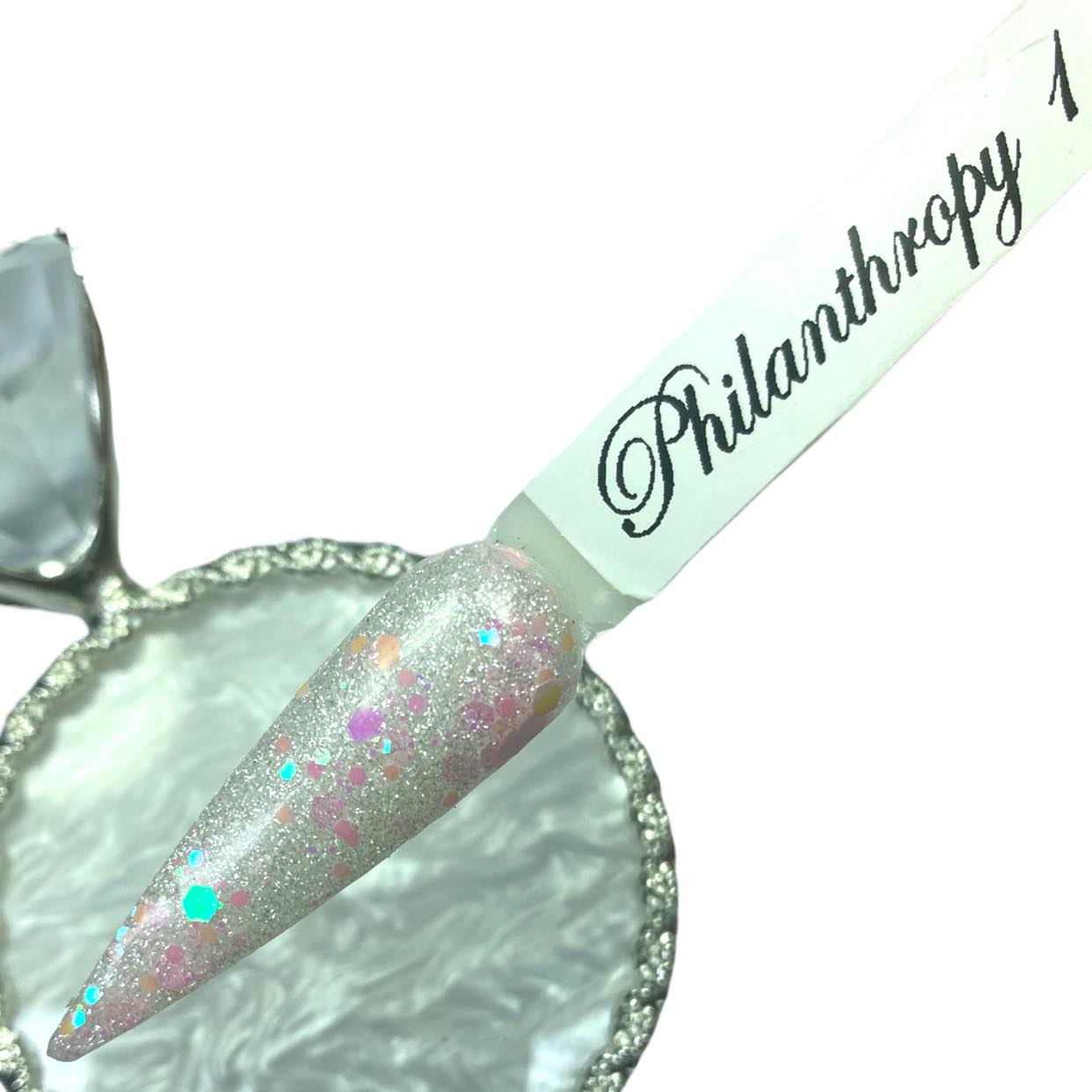 Pink glitter dip powder