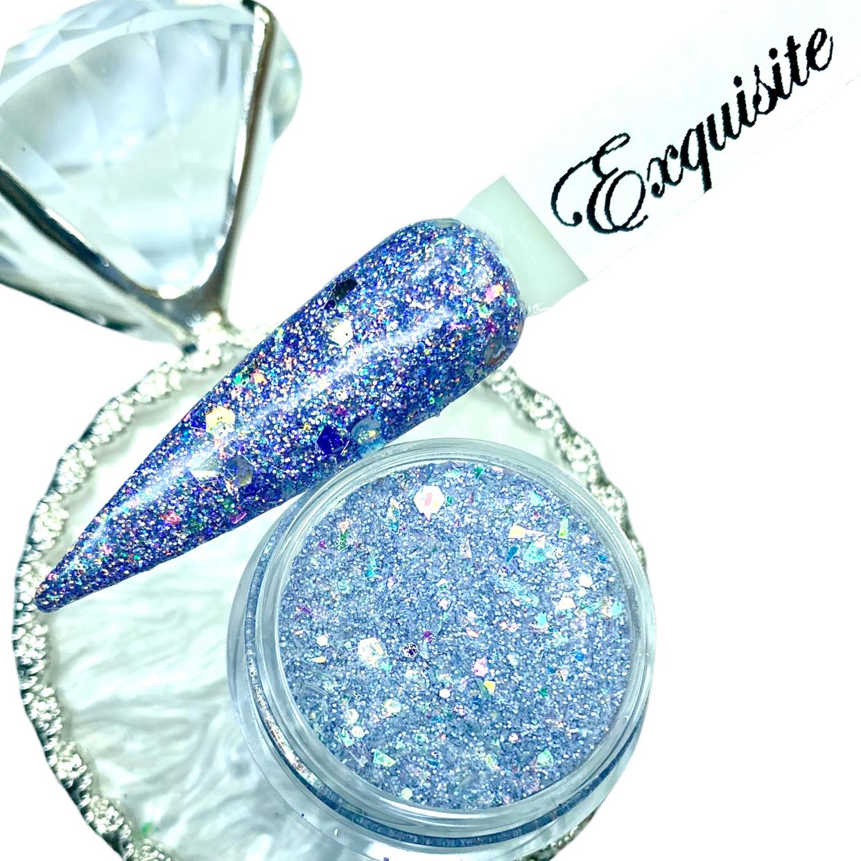 Blue Glitter Dip Powder