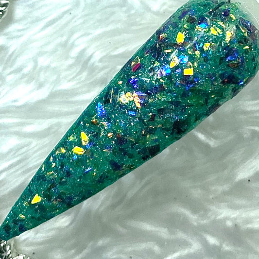 Green dip powder with flakes