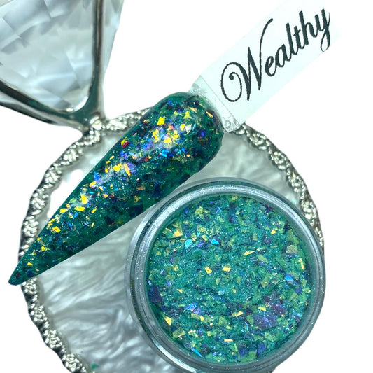 Green dip powder with flakes