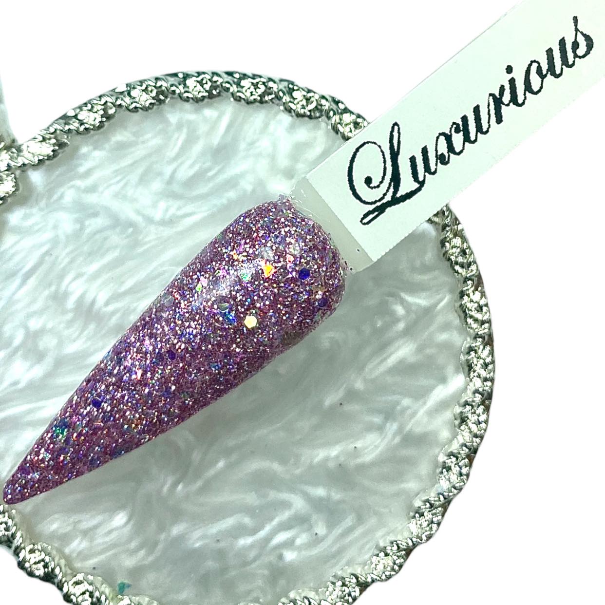 Purple glitter dip powder