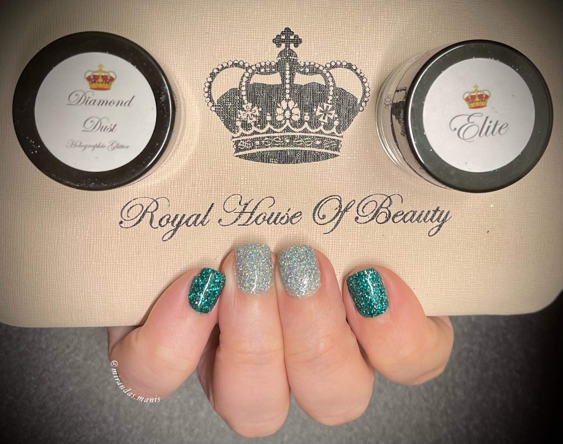 Emerald dip powder glitter