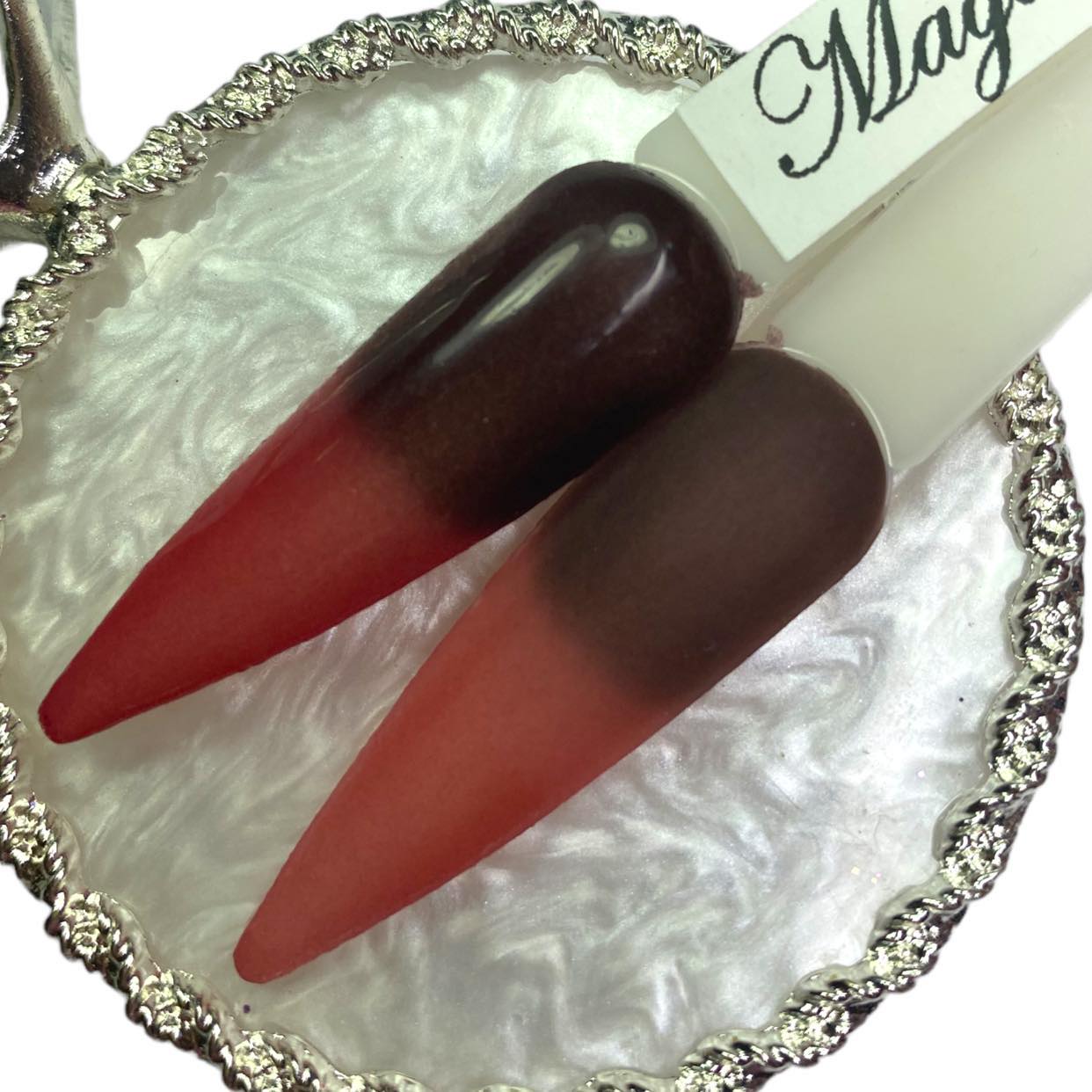 Maroon and Red Thermal Dip Powder