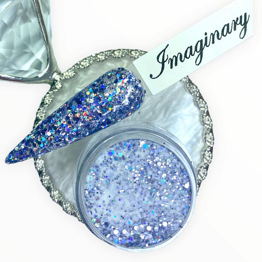 blue holographic dip powder glitter