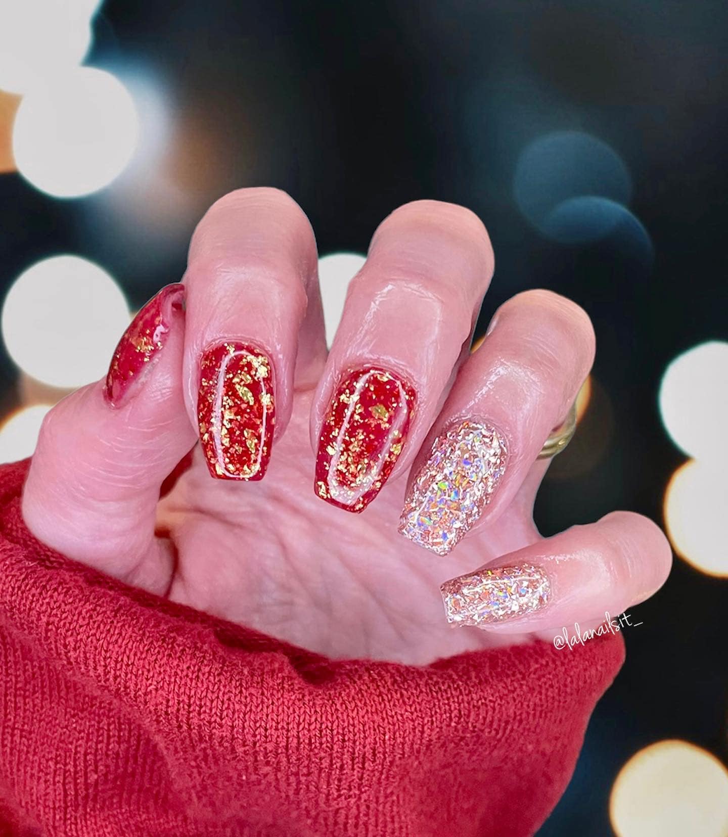 Stunning red French tips with gold decor @lexi_nails_spa #lexi_nails_spa # nails #nailsnyc #nailart #nailsofinstagram #nailsdesign… | Instagram