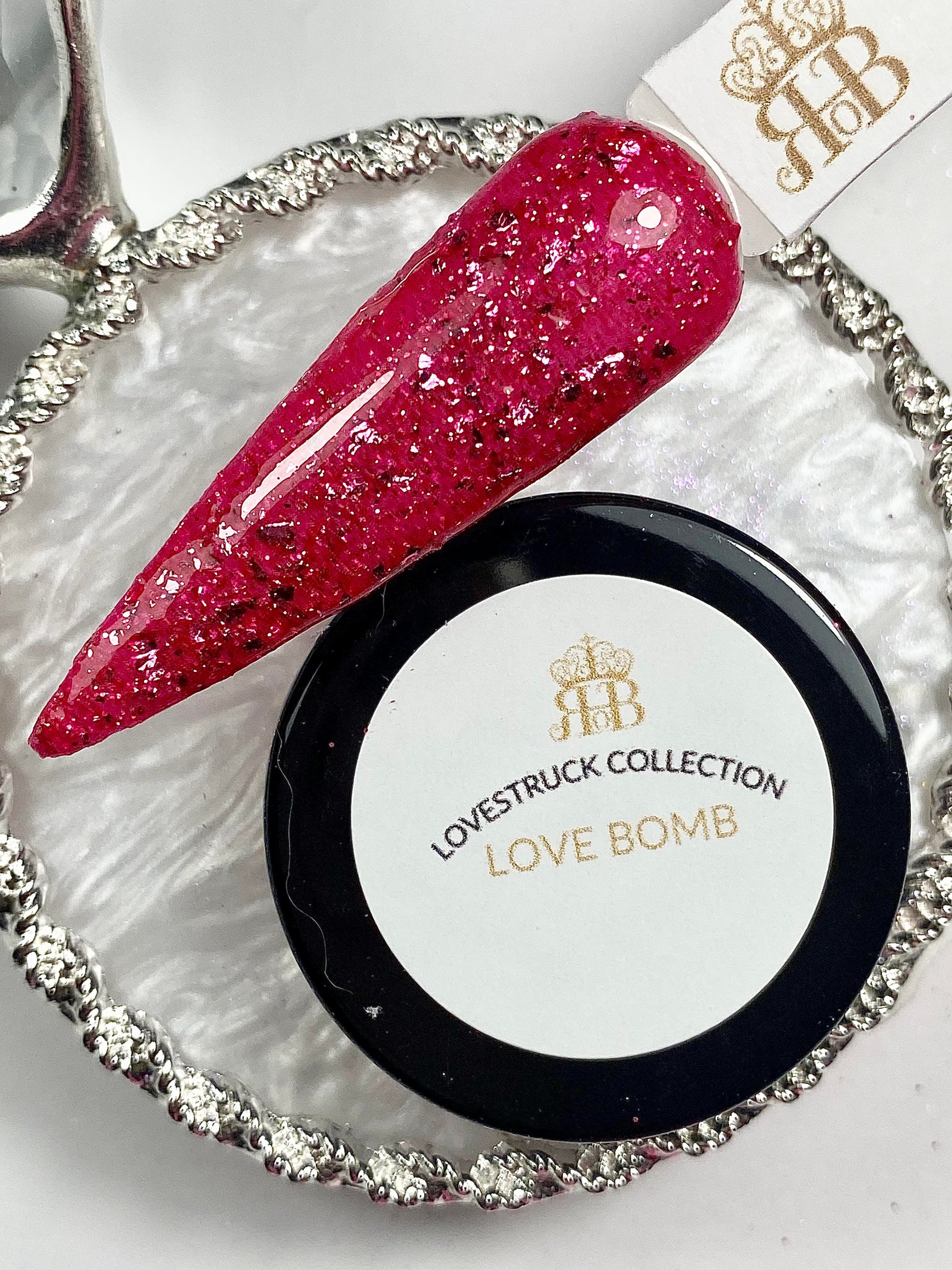 Pink Glitter with Foils Dip Powder