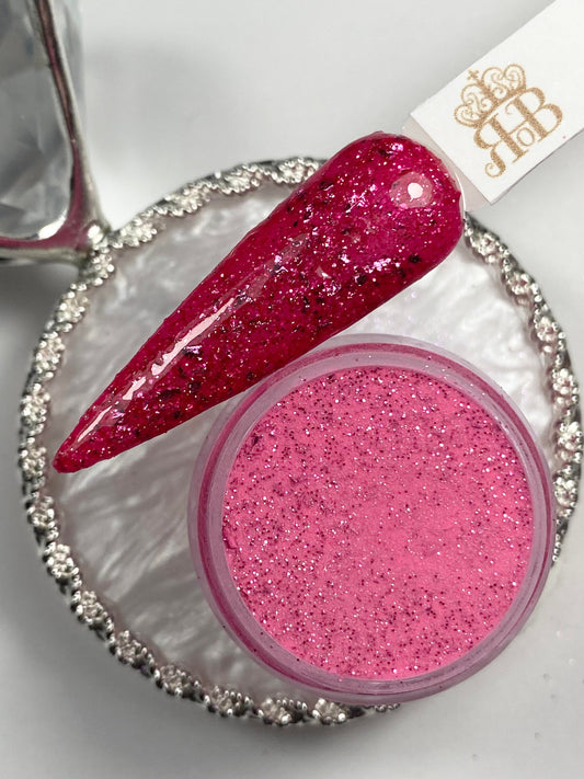 Pink Glitter with Foils Dip Powder