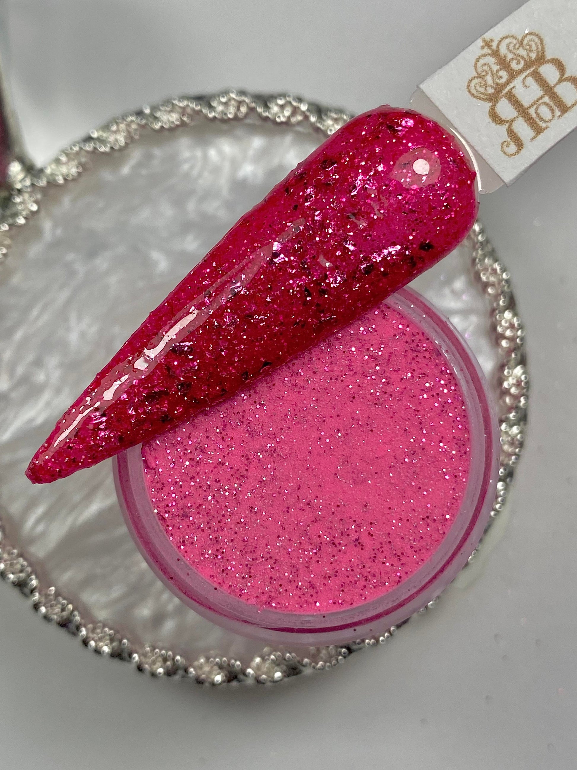Pink Glitter with Foils Dip Powder