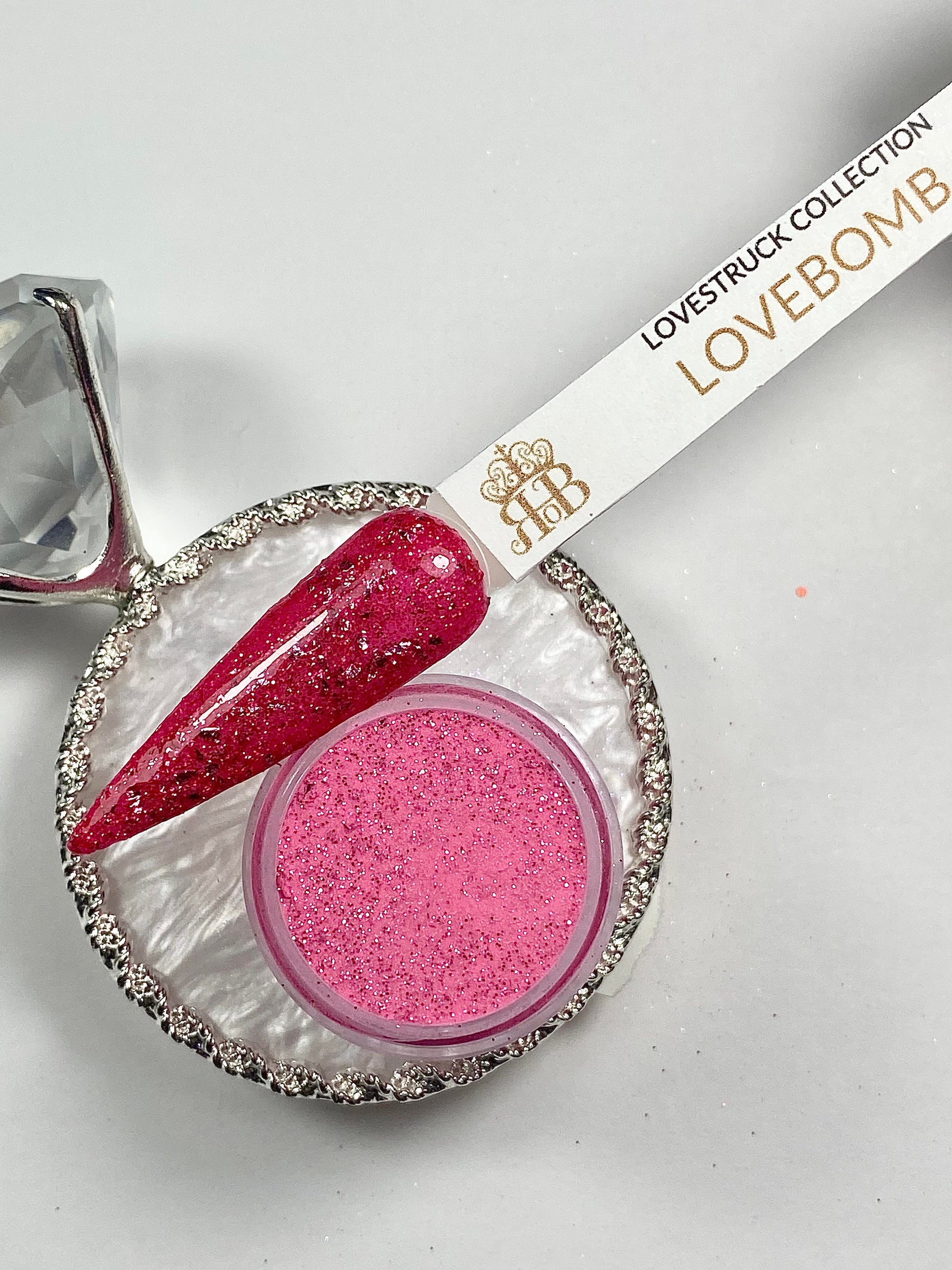 Pink Glitter with Foils Dip Powder