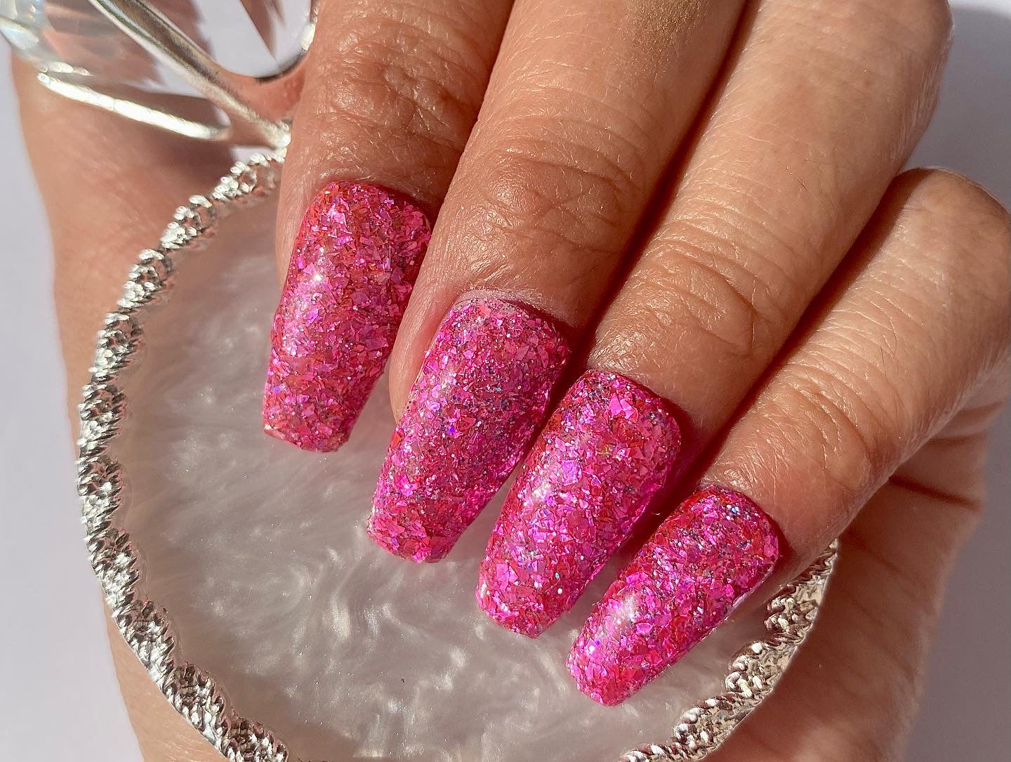 Pink Glitter Dip Powder