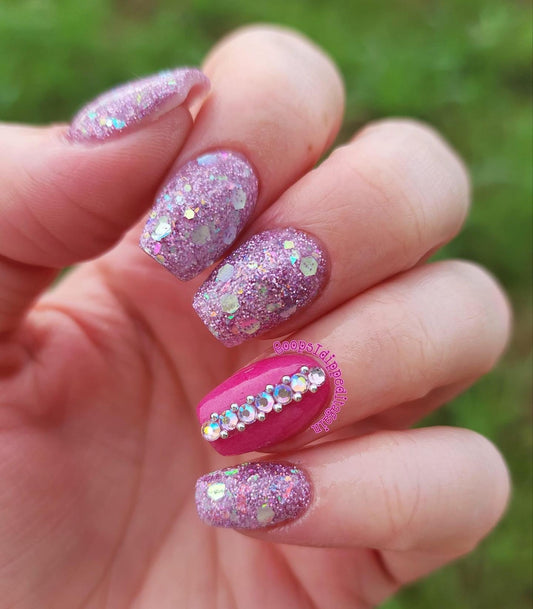 Purple glitter dip powder