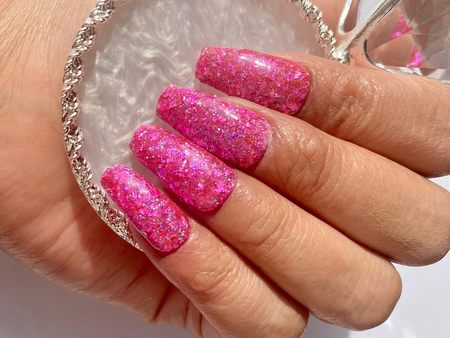 Pink Glitter Dip Powder