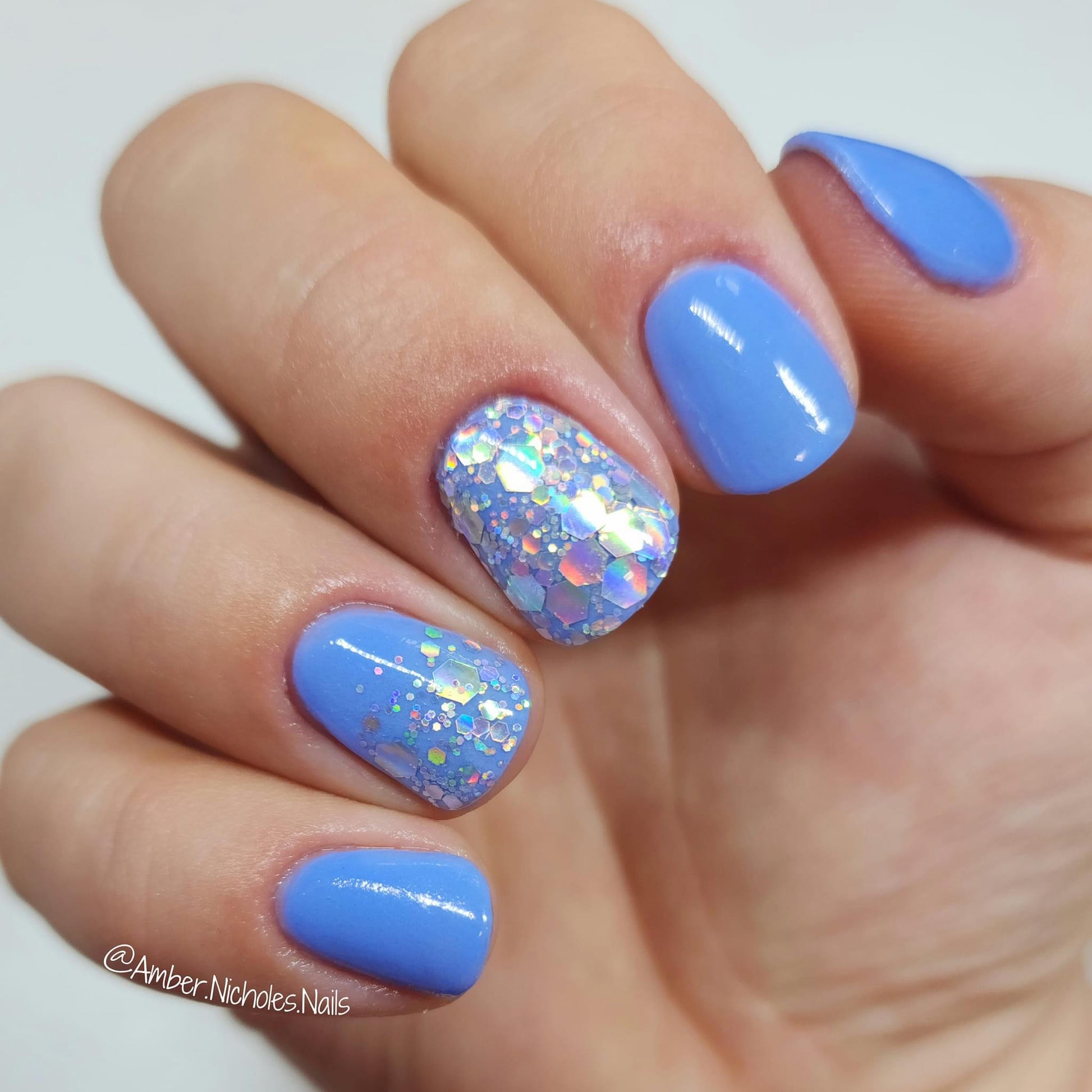 Blue dip powder nails