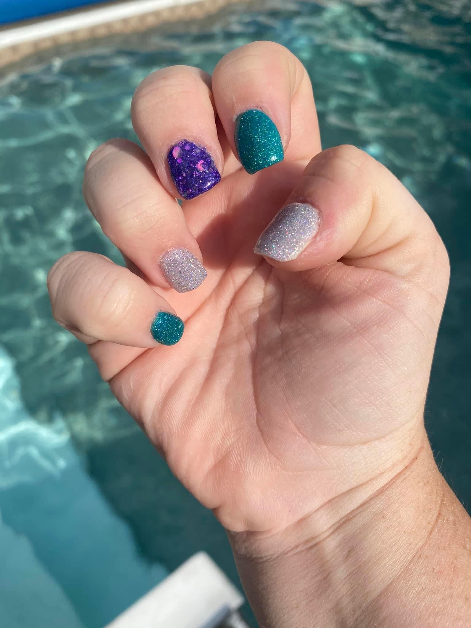 Glitter Teal Dip Powder