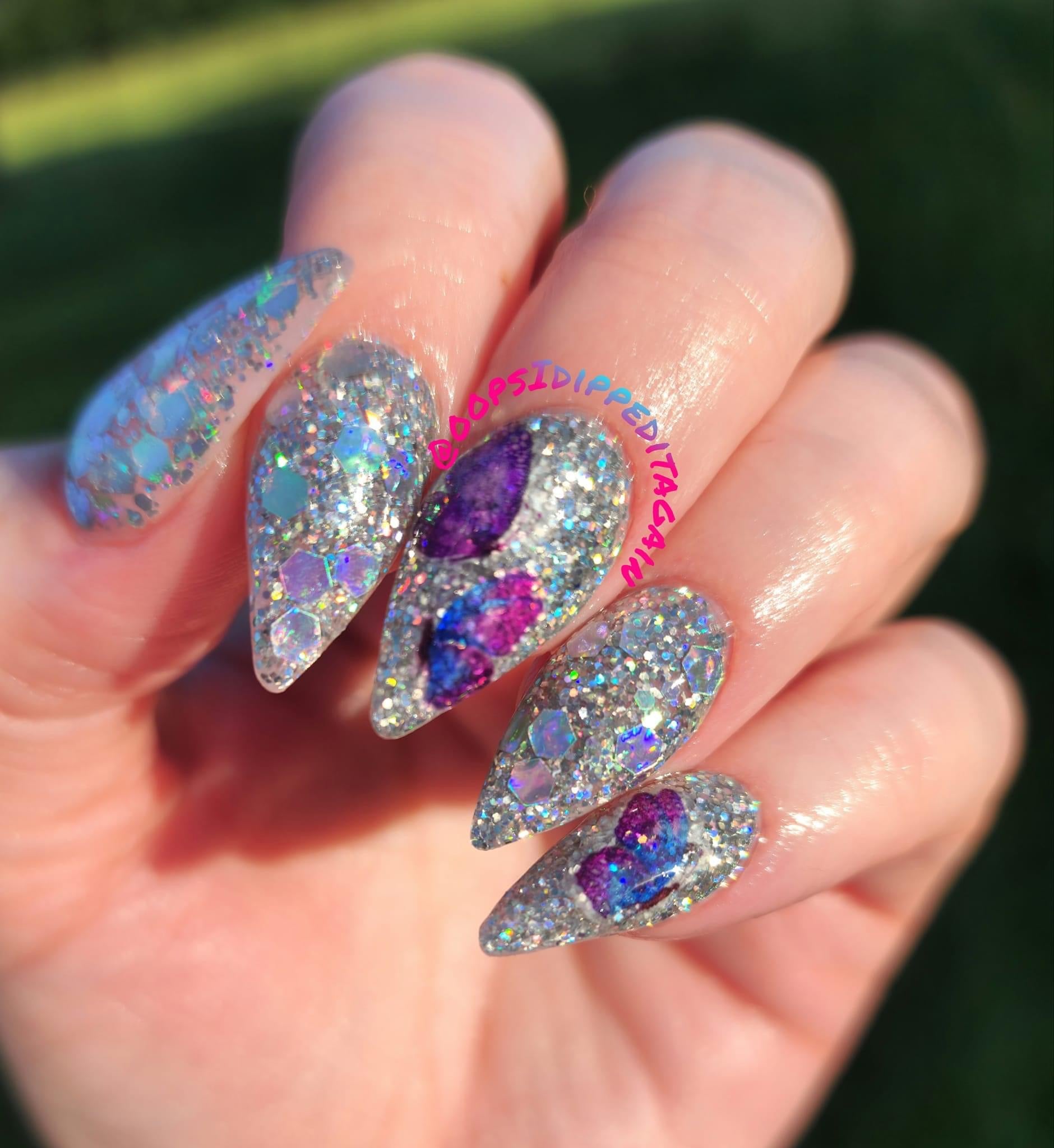 Holographic Silver Chunky Glitter Dip Powder