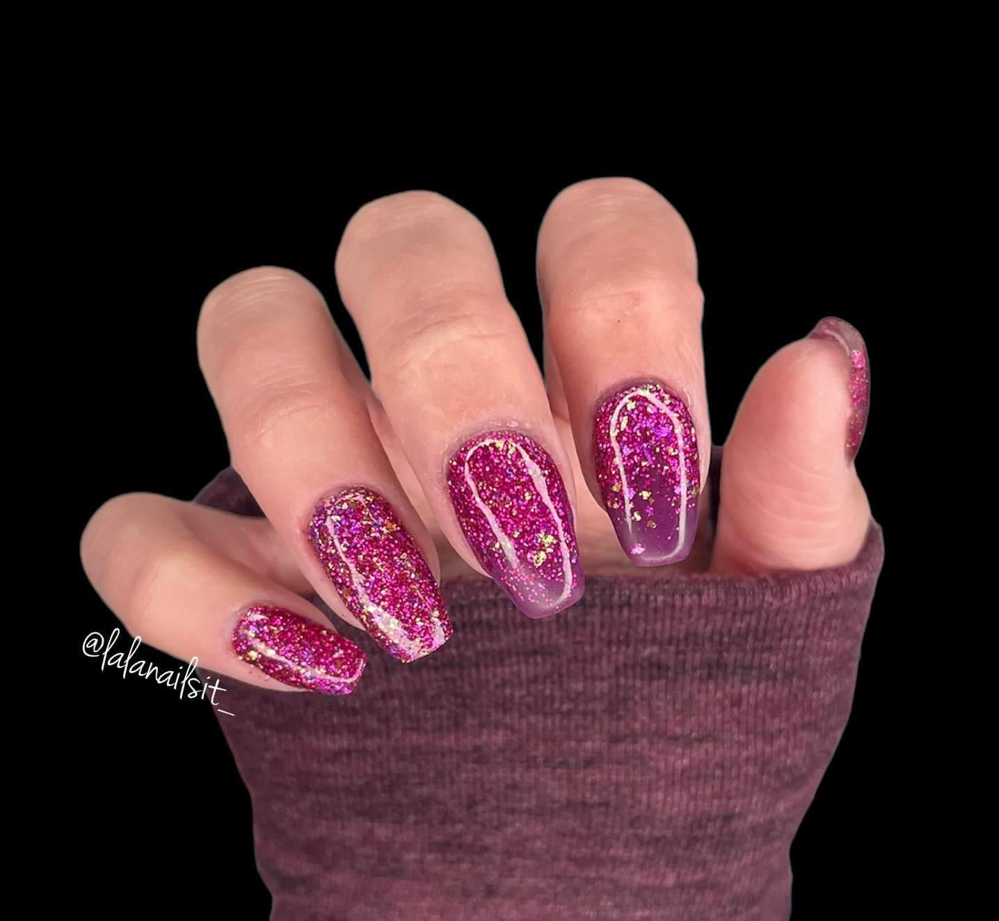 Purple and Pink Glitter Dip Powder