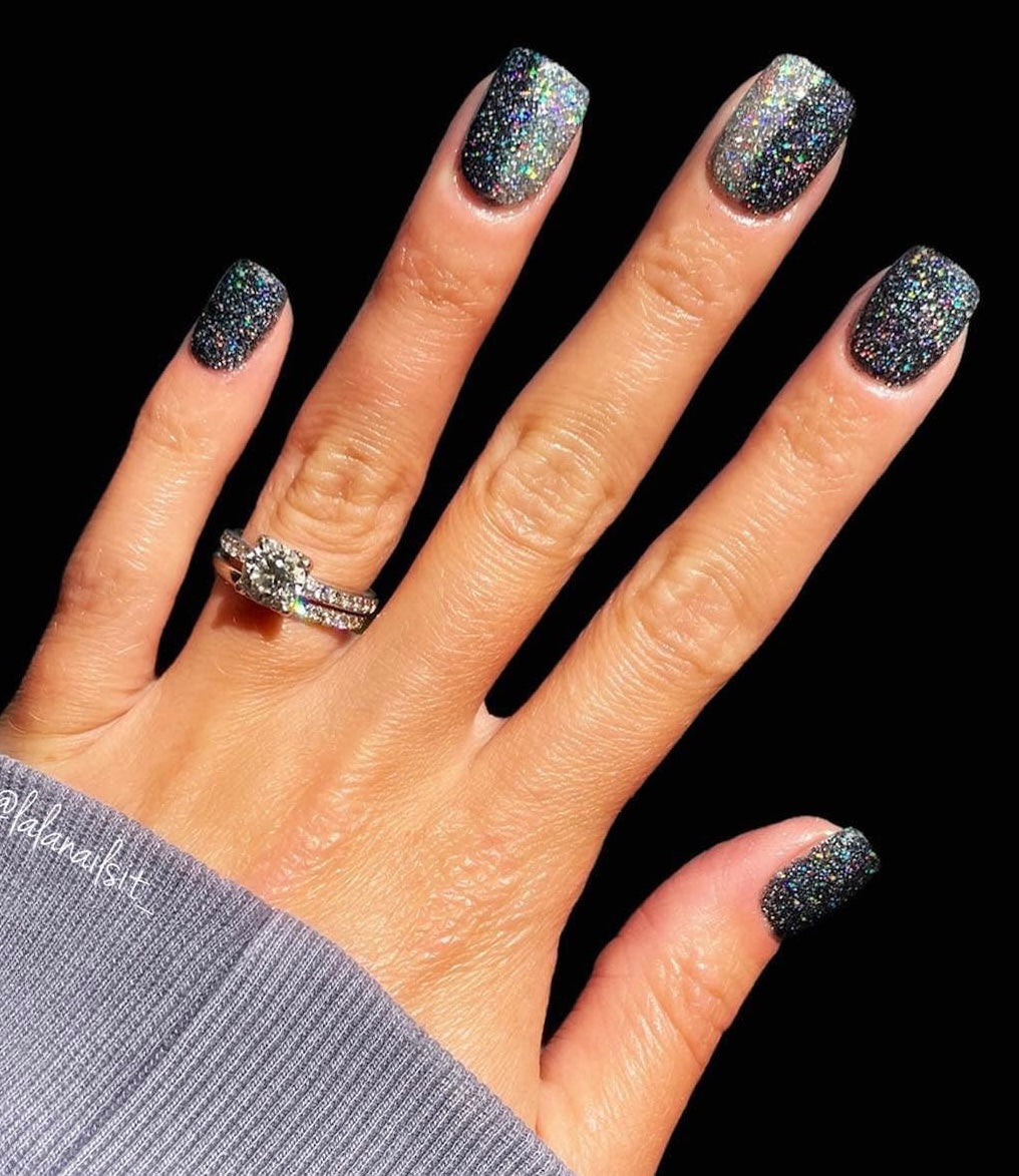 Black and Silver Holo Dip Powder