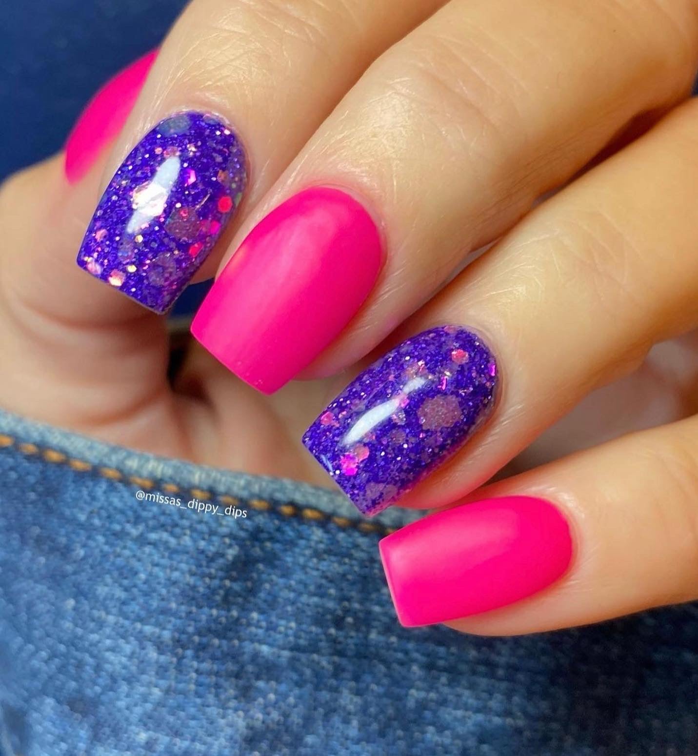 Purple Glitter Dip Powder